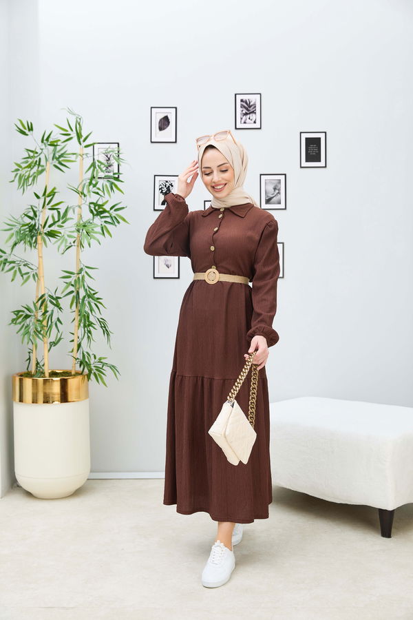 Elbise Kahverengi - 21867 KAHVERENGİ