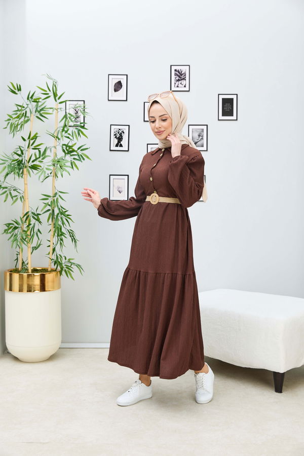 Elbise Kahverengi - 21867 KAHVERENGİ