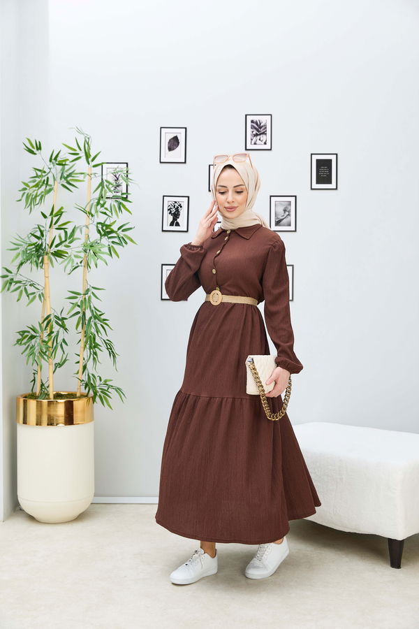 Elbise Kahverengi - 21867 KAHVERENGİ