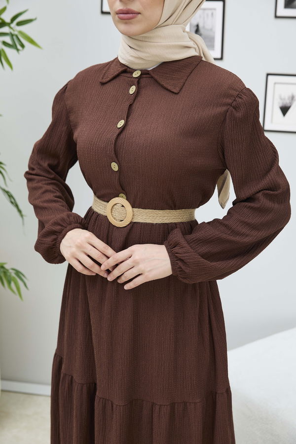 Elbise Kahverengi - 21867 KAHVERENGİ