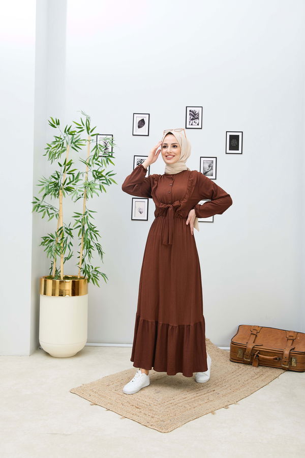Elbise Kahverengi - 21870 KAHVERENGİ