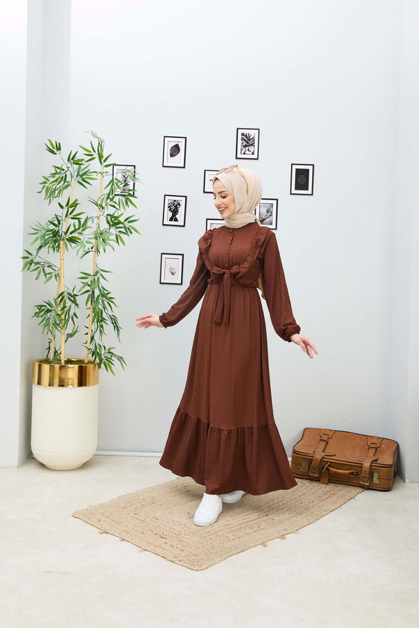 Elbise Kahverengi - 21870 KAHVERENGİ