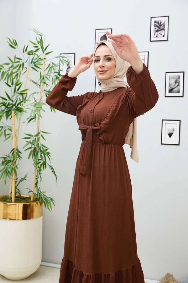 Elbise Kahverengi - 21870 KAHVERENGİ