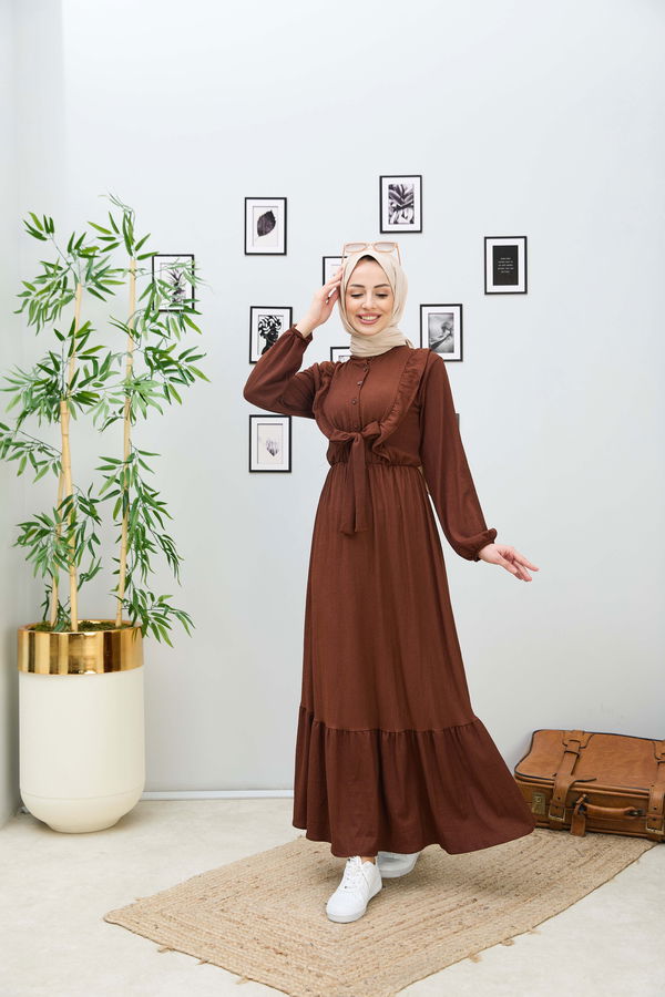 Elbise Kahverengi - 21870 KAHVERENGİ