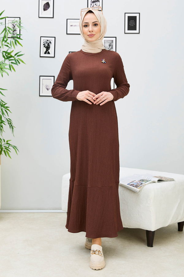Elbise Kahverengi - 21868 KAHVERENGİ