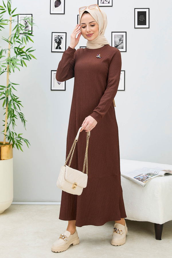 Elbise Kahverengi - 21868 KAHVERENGİ