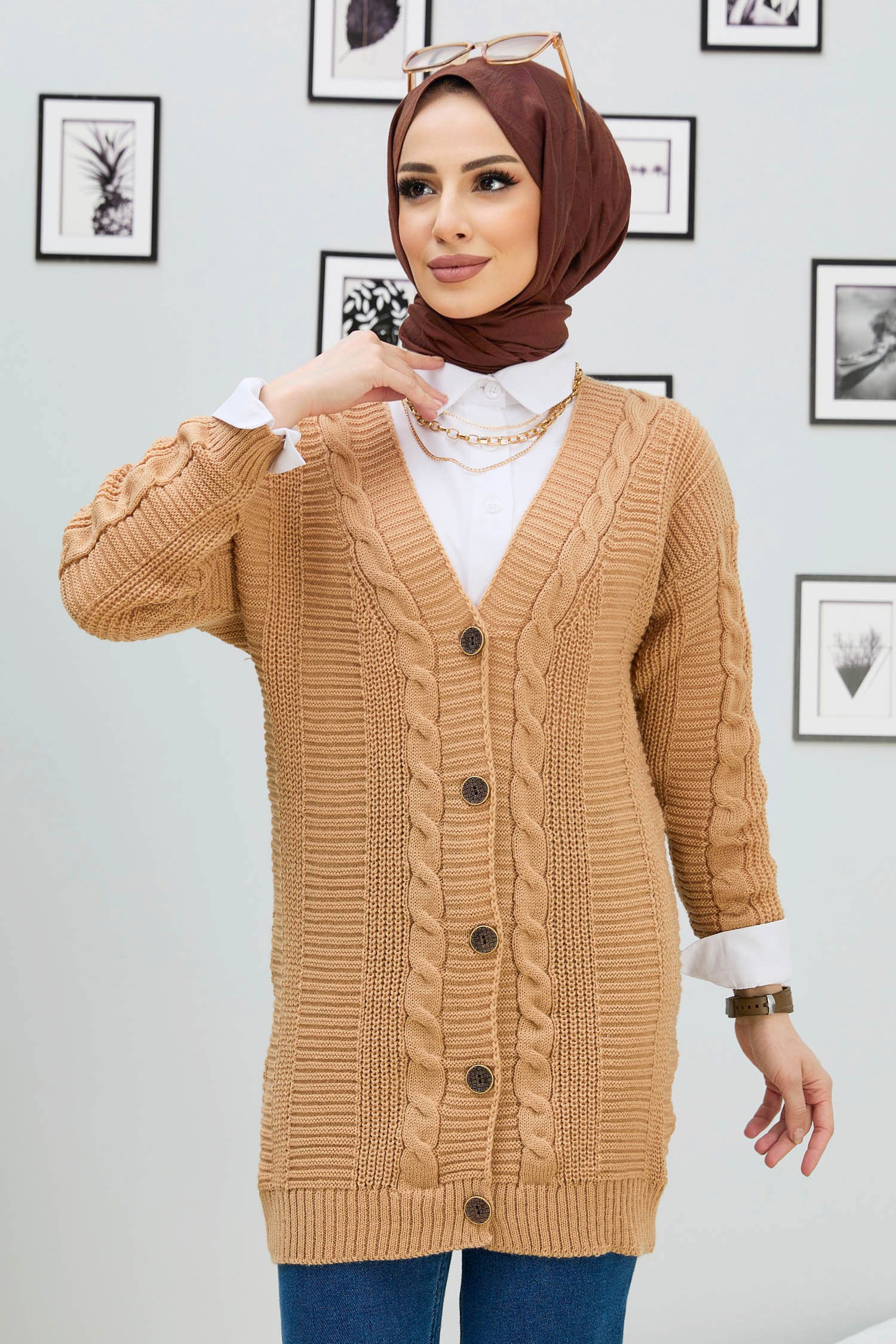 Triko Hırka Vizon - 21759 VİZON