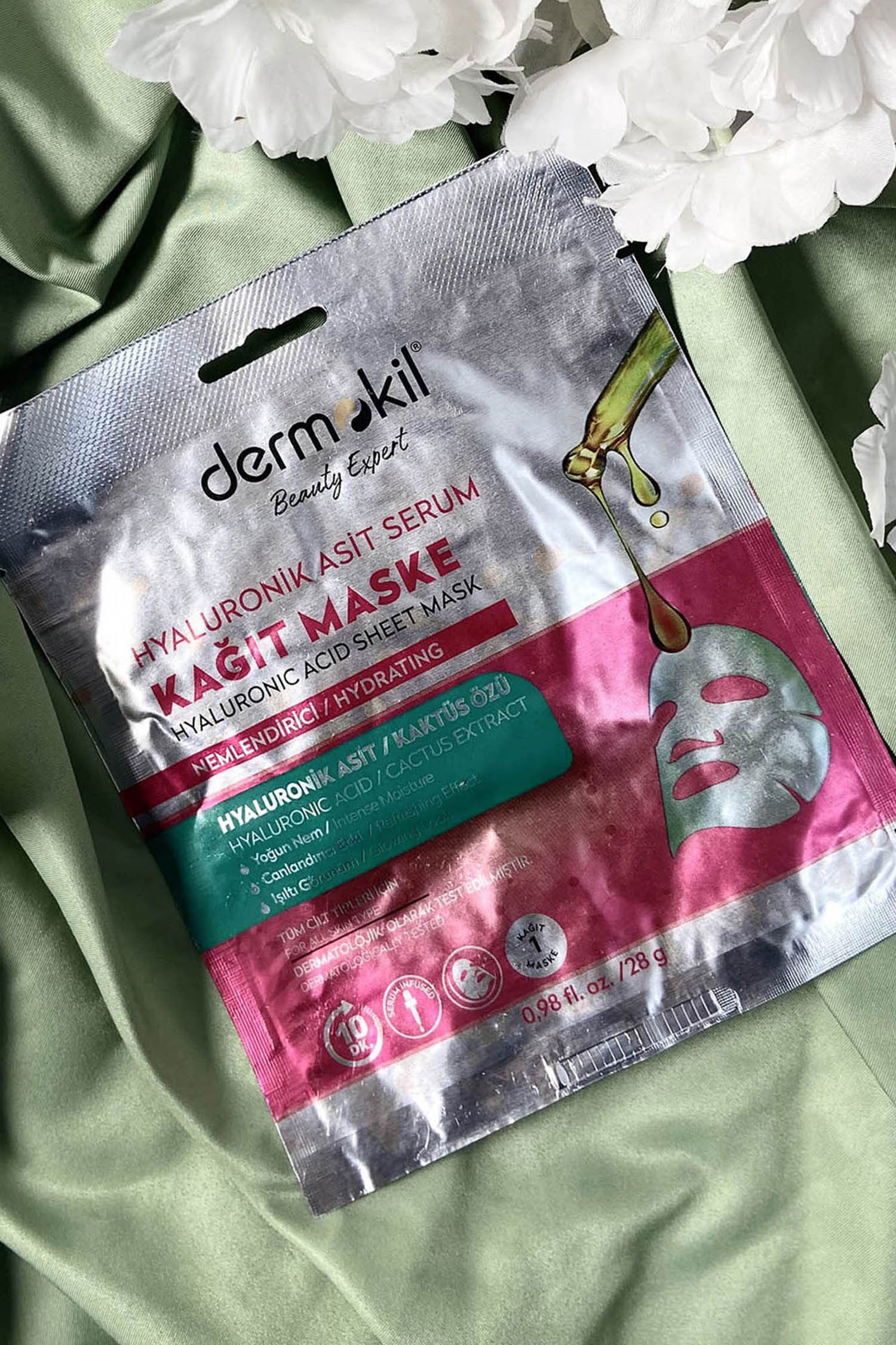 çok Renkli DERMOKİL Hyaluronik Asit Serum Kağıt Maske 28 gr - 21741 ÇOK RENKLİ