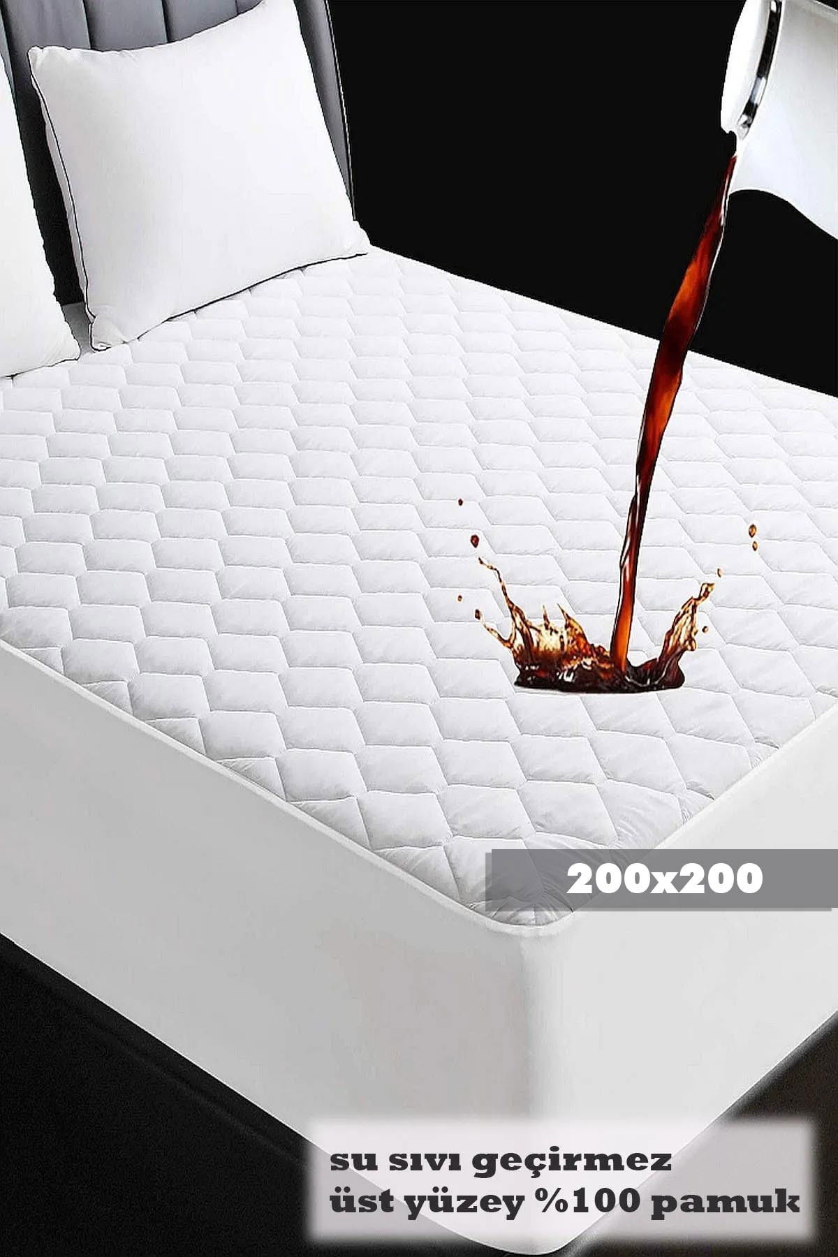 Beyaz Sıvı Geçirmez Kenar Lastikli Çarşaf 200X200  - 21902