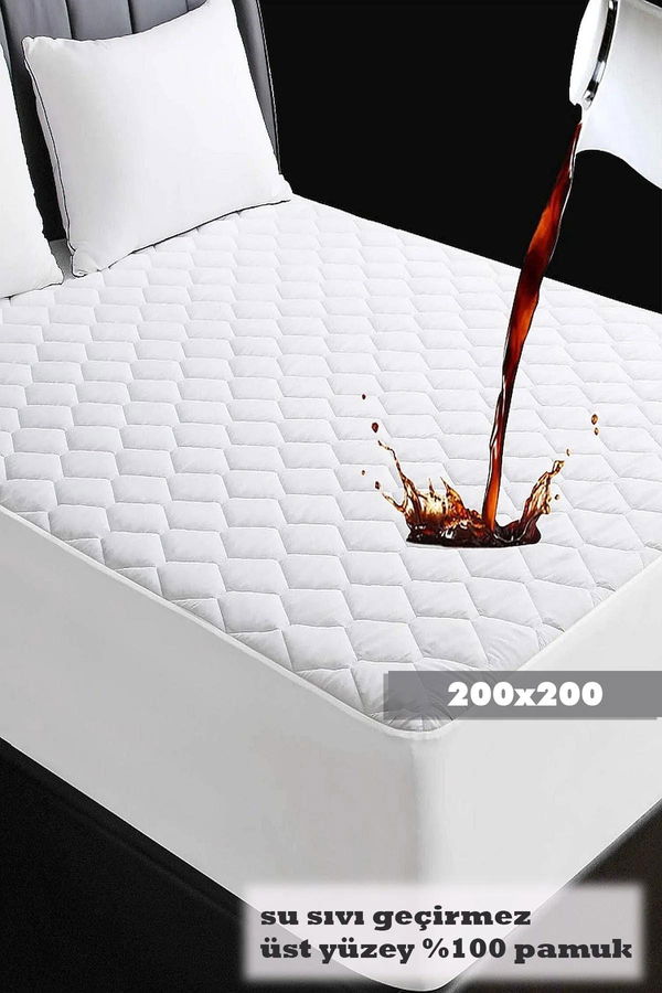 Beyaz Sıvı Geçirmez Kenar Lastikli Çarşaf 200X200  - 21902