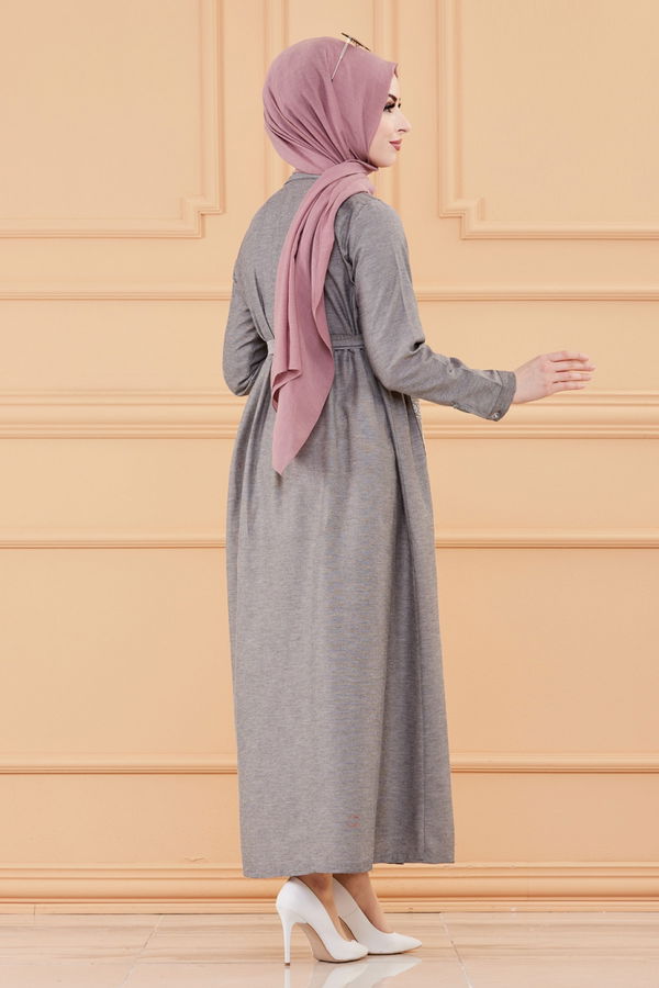 Nakışlı Elbise Siyah - 3531