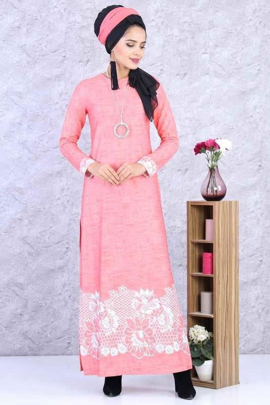 (2 Parça) Elbise Kolye Kombin - Pudra 02 0877 Pembe - 877