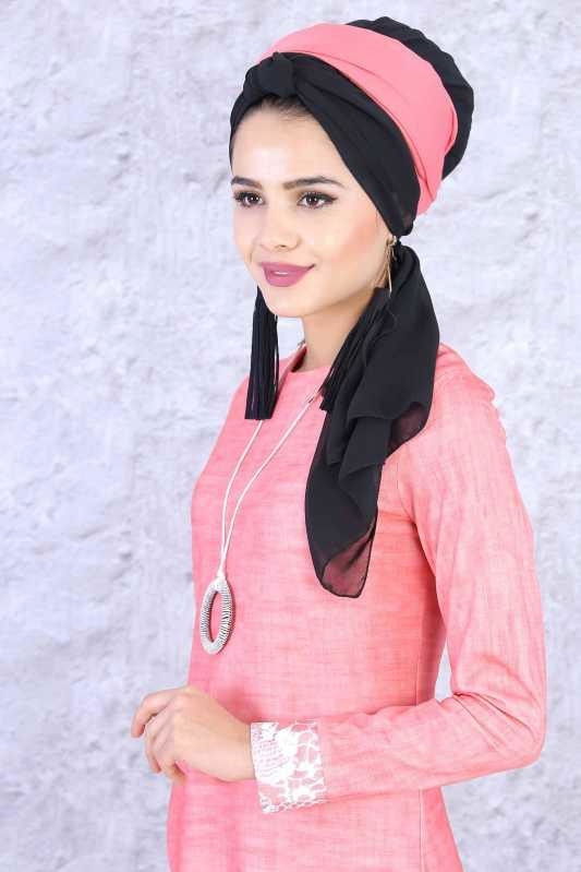 (2 Parça) Elbise Kolye Kombin - Pudra 02 0877 Pembe - 877