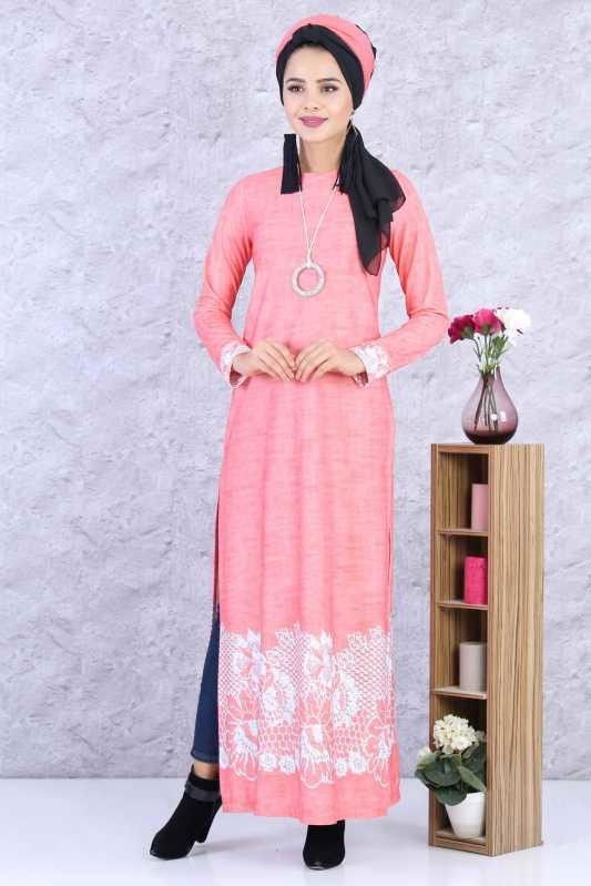 (2 Parça) Elbise Kolye Kombin - Pudra 02 0877 Pembe - 877