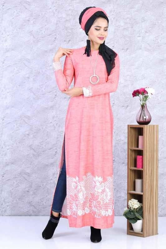 (2 Parça) Elbise Kolye Kombin - Pudra 02 0877 Pembe - 877