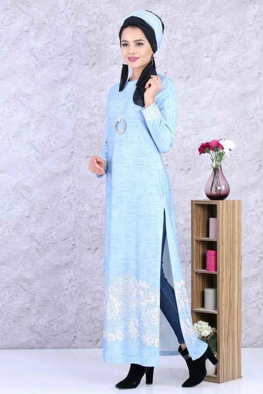 (2 Parça) Elbise Kolye Kombin - Mint 02 0877 Yeşil - 877