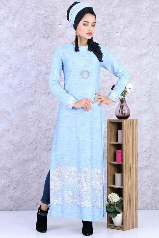 (2 Parça) Elbise Kolye Kombin - Mint 02 0877 Yeşil - 877