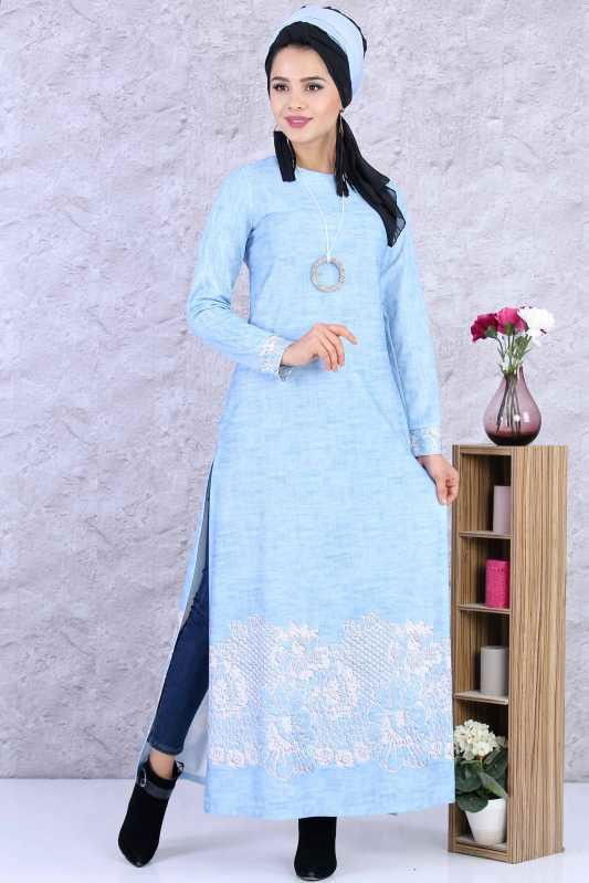 (2 Parça) Elbise Kolye Kombin - Mint 02 0877 Yeşil - 877