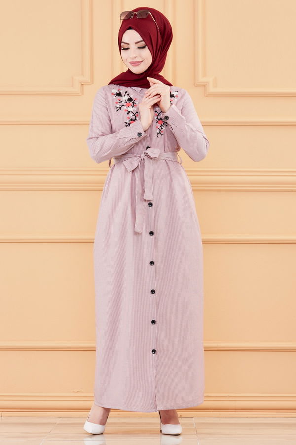 NAKISLI ELBISE Bordo - 9136 BORDO