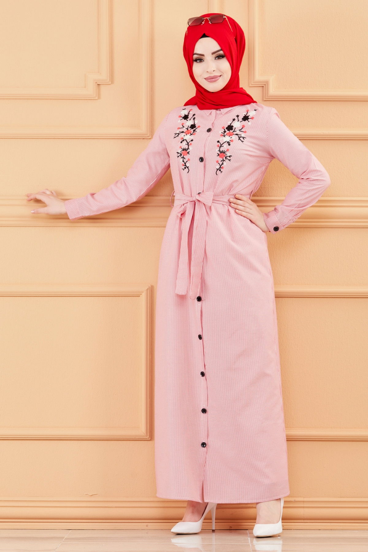 NAKISLI ELBISE Kırmızı - 9136 Kırmızı