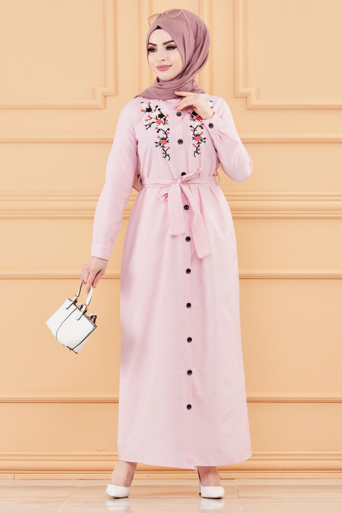 NAKISLI ELBISE Pembe - 9136