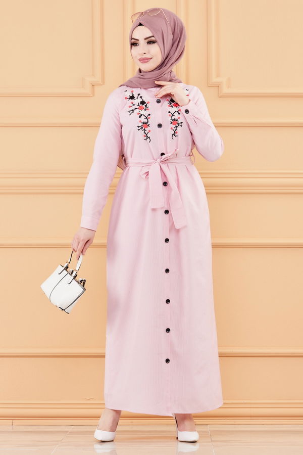 NAKISLI ELBISE Pembe - 9136
