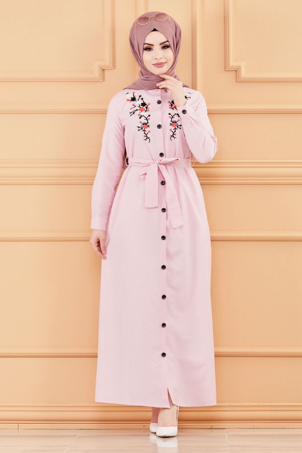 NAKISLI ELBISE Pembe - 9136