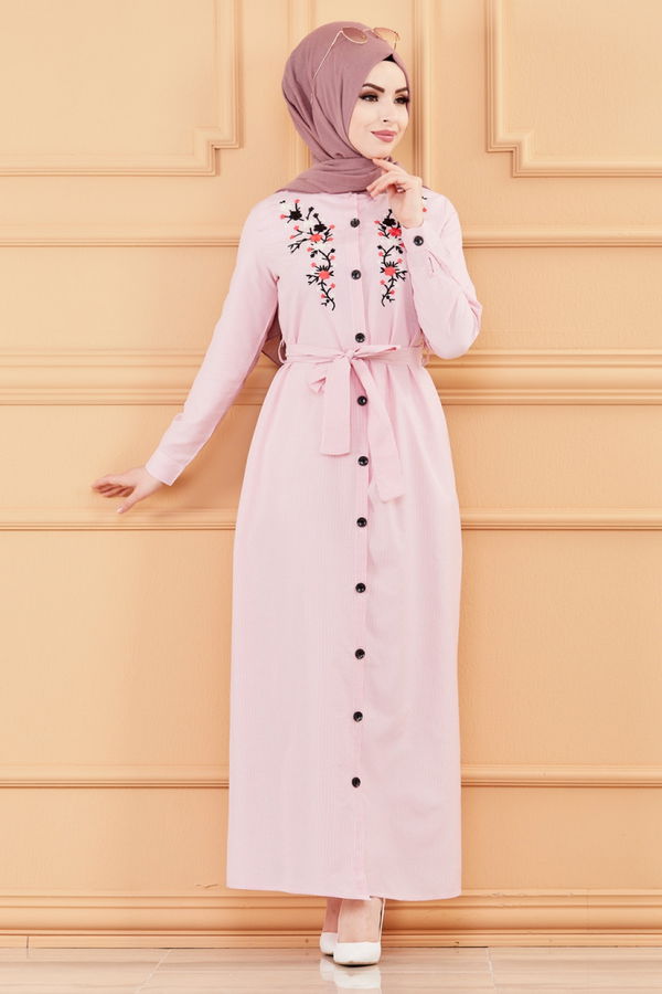NAKISLI ELBISE Pembe - 9136