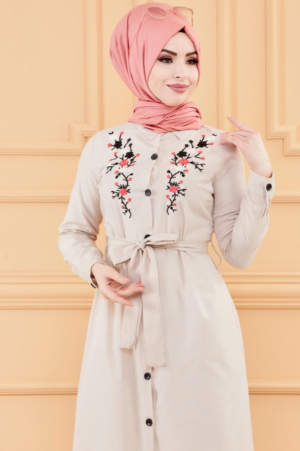 NAKISLI ELBISE Vizon - 9136