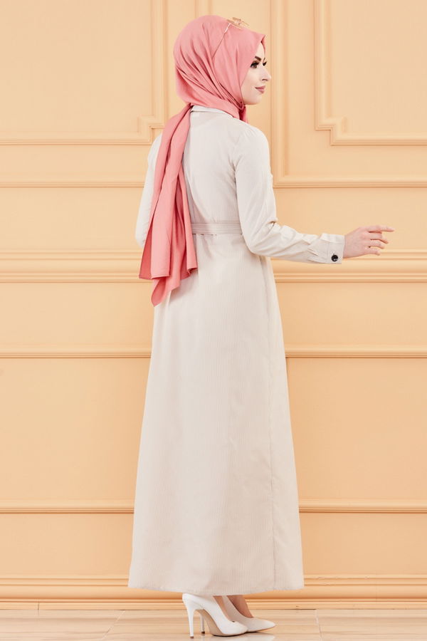 NAKISLI ELBISE Vizon - 9136