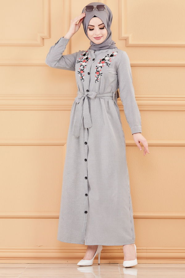 NAKISLI ELBISE Siyah - 9136