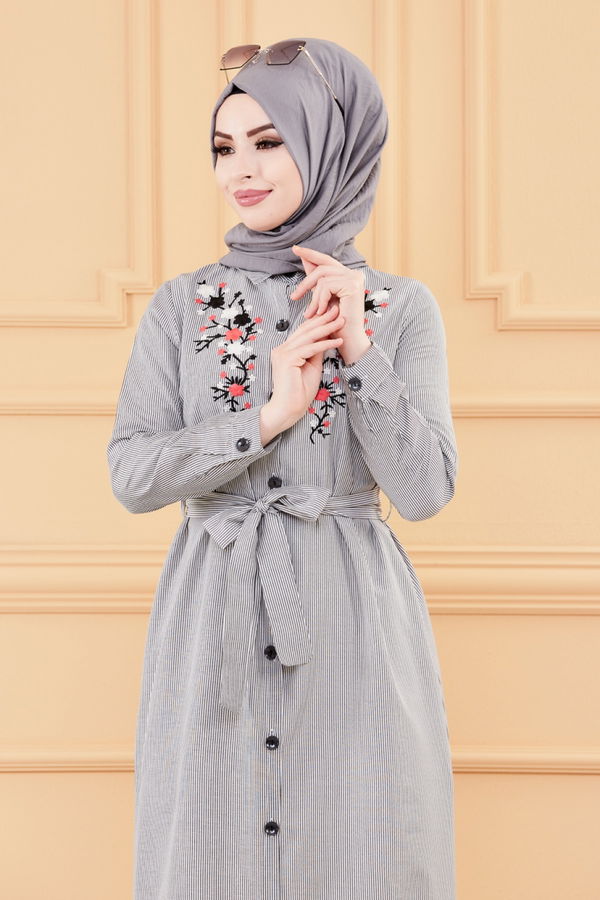 NAKISLI ELBISE Siyah - 9136