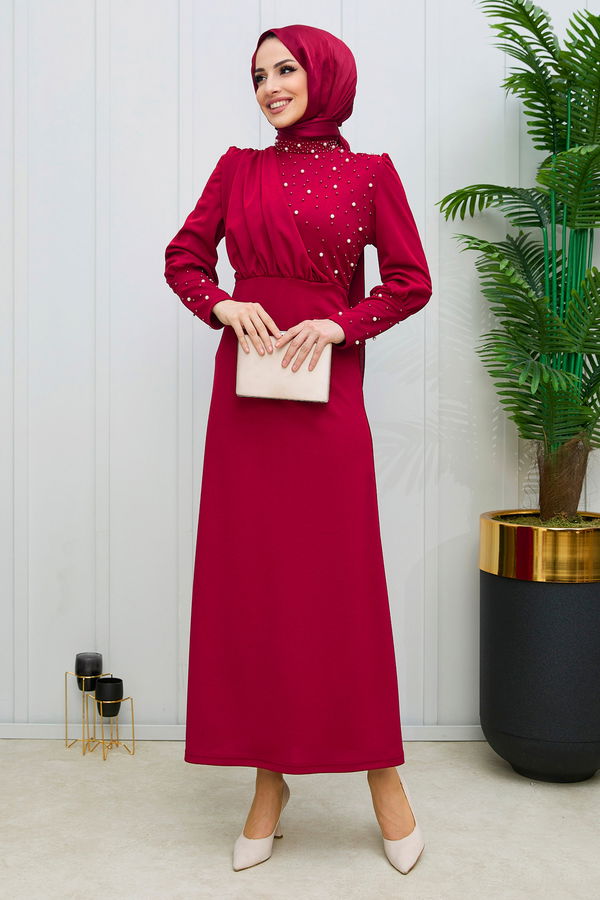 Elbise Bordo - 21938 BORDO