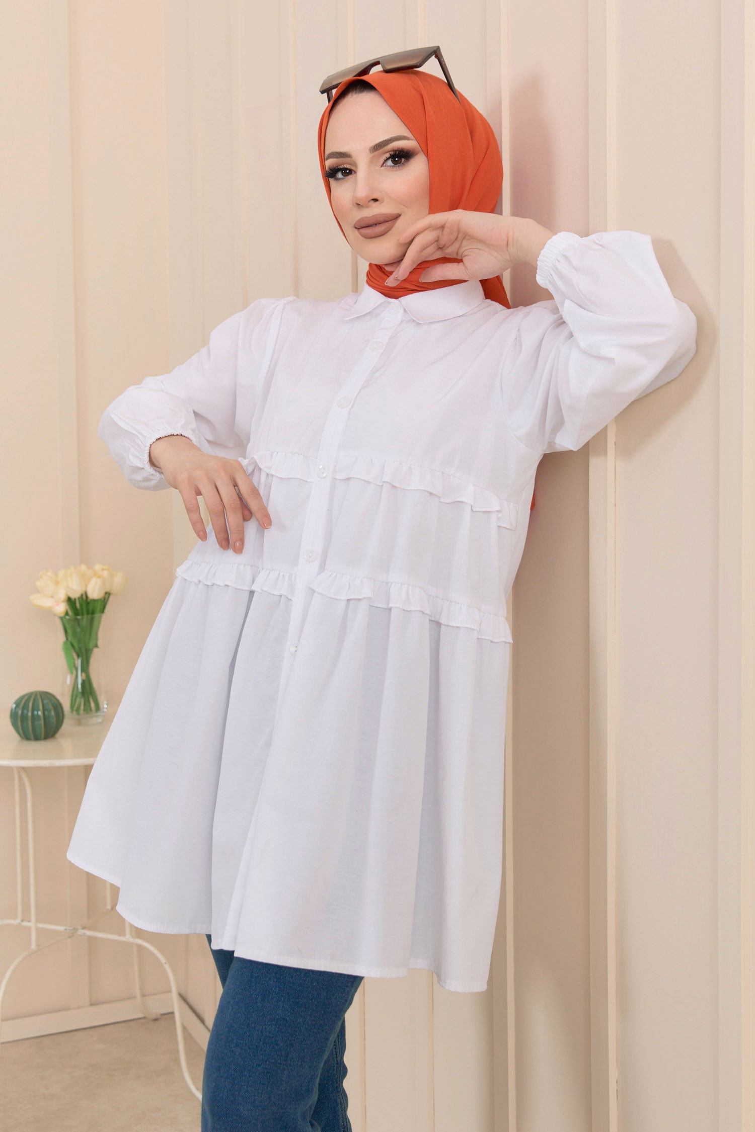 Gömlek Tunik Beyaz - 22231