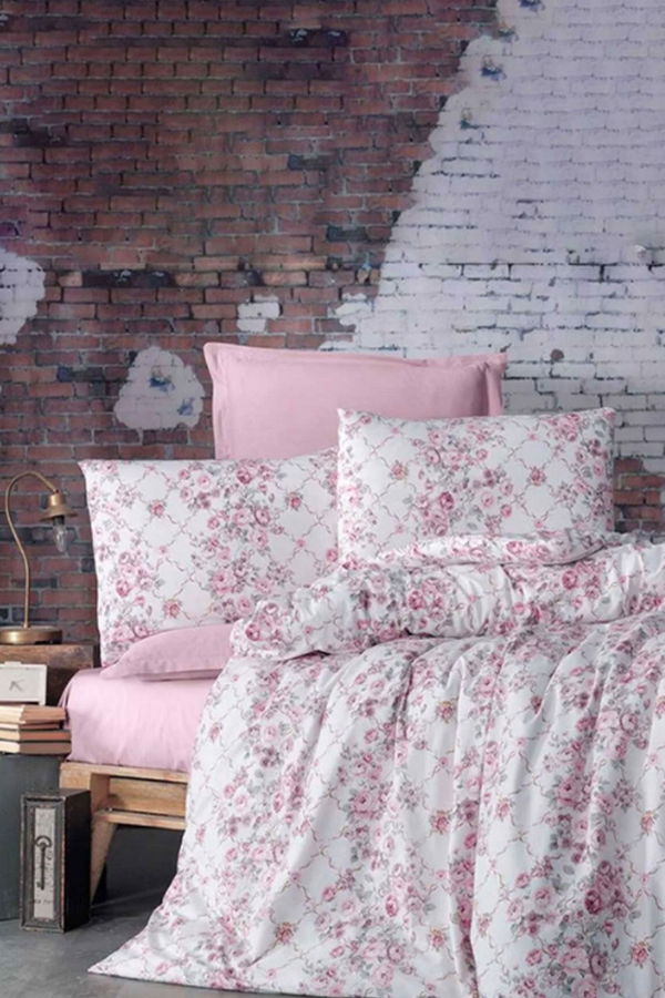 Pembe Cift Kişilik Nevresim Seti  - 60017 PEMBE