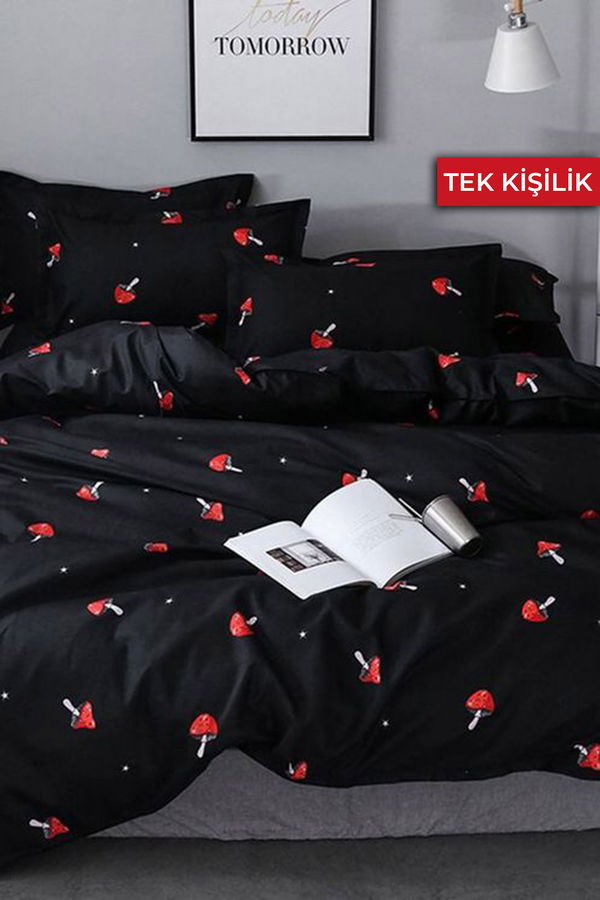 Siyah Tek Kişilik Nevresim Seti  - 22014 SİYAH