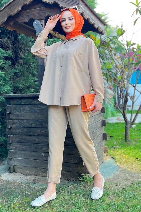 Tunik+Pantolon Bej - 11508