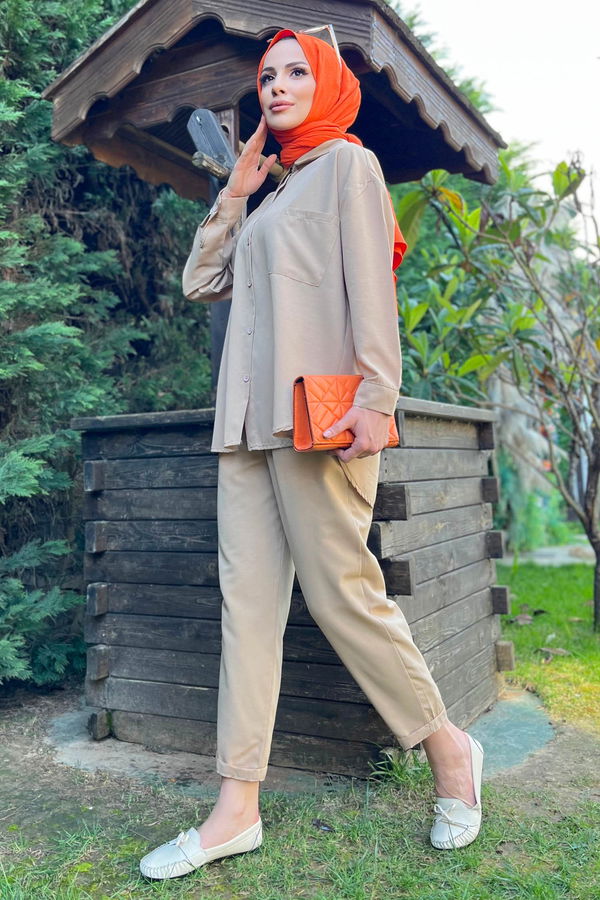 Tunik+Pantolon Bej - 11508