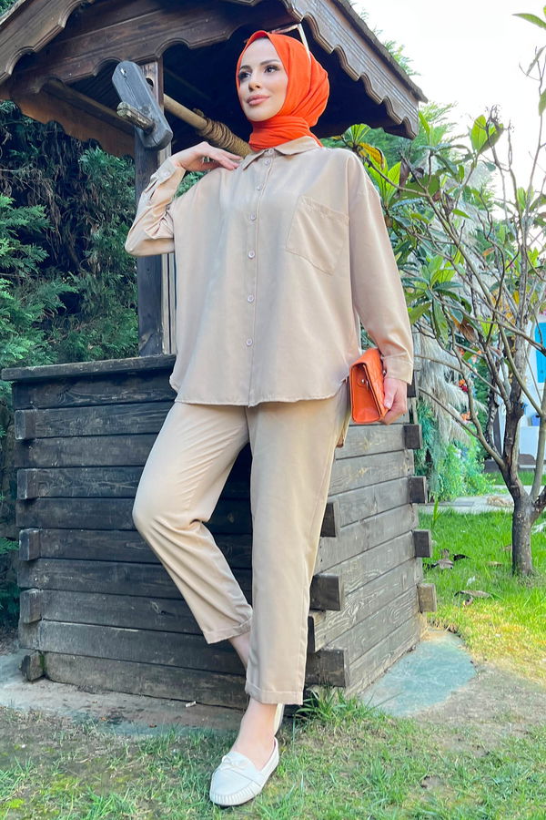 Tunik+Pantolon Bej - 11508