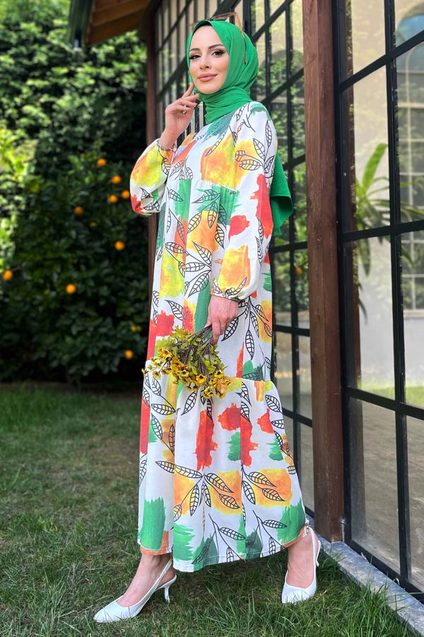 Keten Elbise Sarı - 11478 Sarı