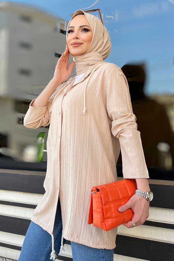 Kaponlu Sweat Bej - 22439 BEJ