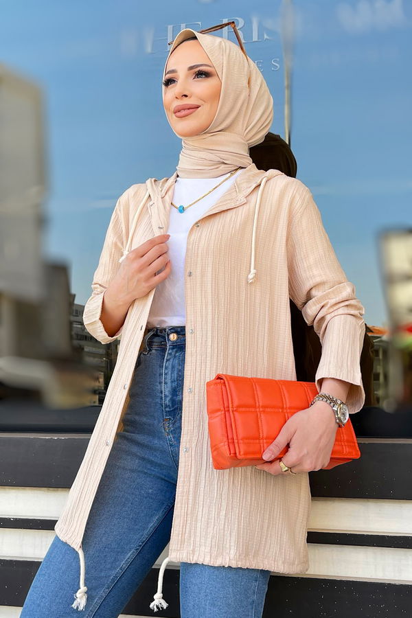 Kaponlu Sweat Bej - 22439 BEJ