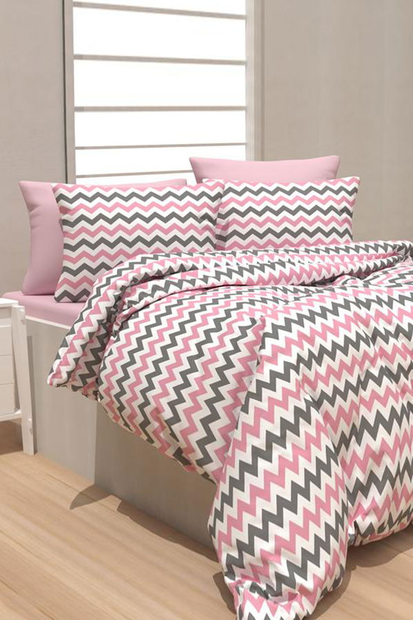 Pembe Cift Kişilik Nevresim Seti  - 60036 PEMBE
