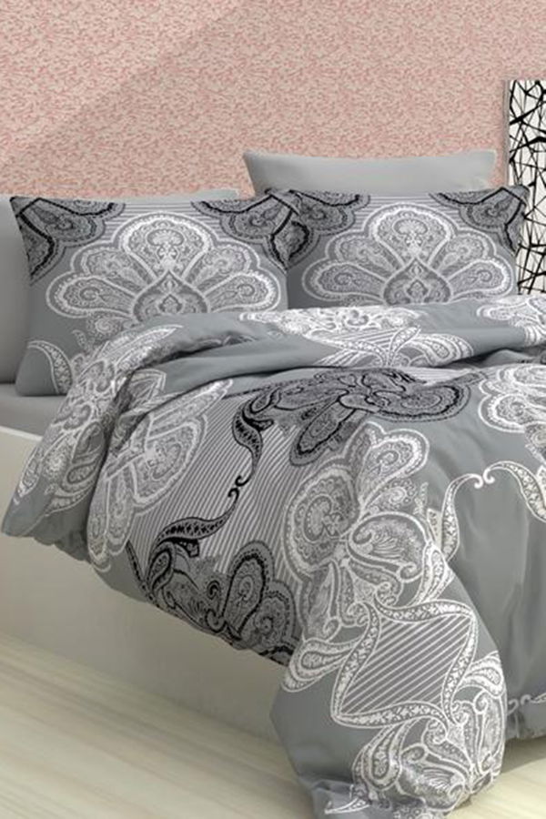 Gri Cift Kişilik Nevresim Seti  - 60036 GRİ