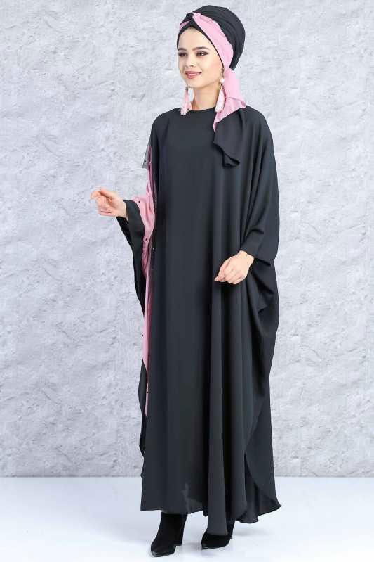 Yarasa Elbise - Siyah Gülkurusu 02 0777 Siyah - 777 SİYAH