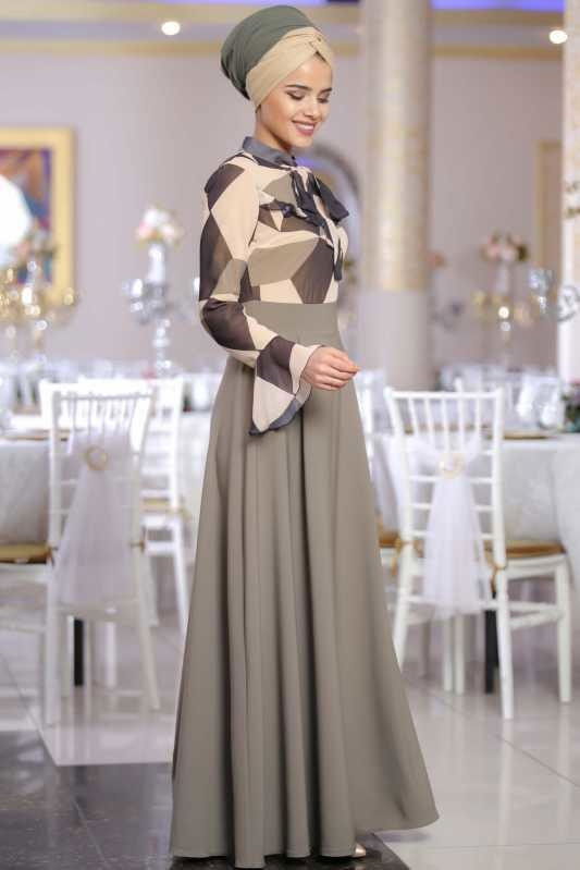 Camkırığı Elbise Siyah Haki - 1072 HAKİ