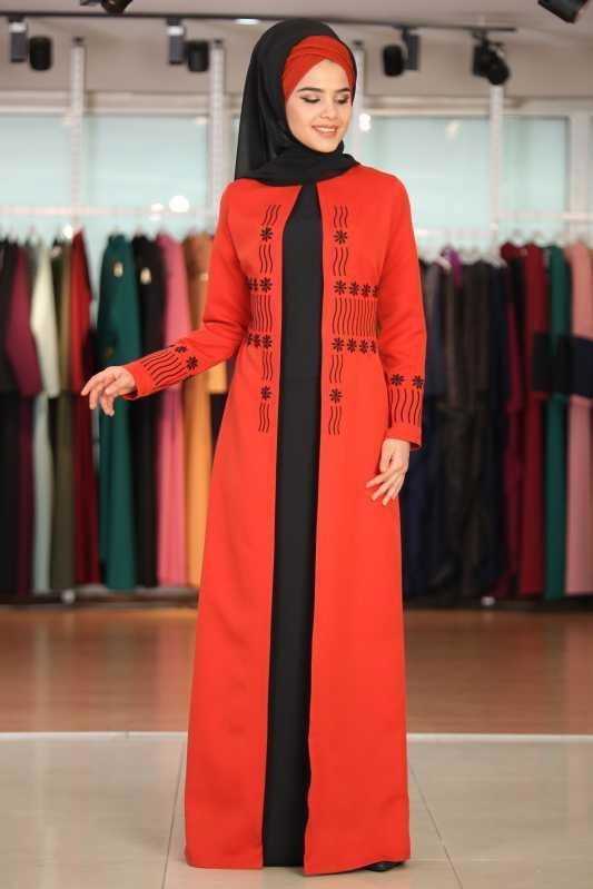 Takım Görünümlü Elbise Zümrüt  Kiremit - 1057 KİREMİT