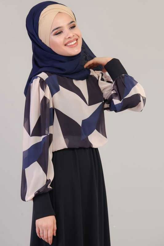 Elbise Siyah Lacivert - 1074