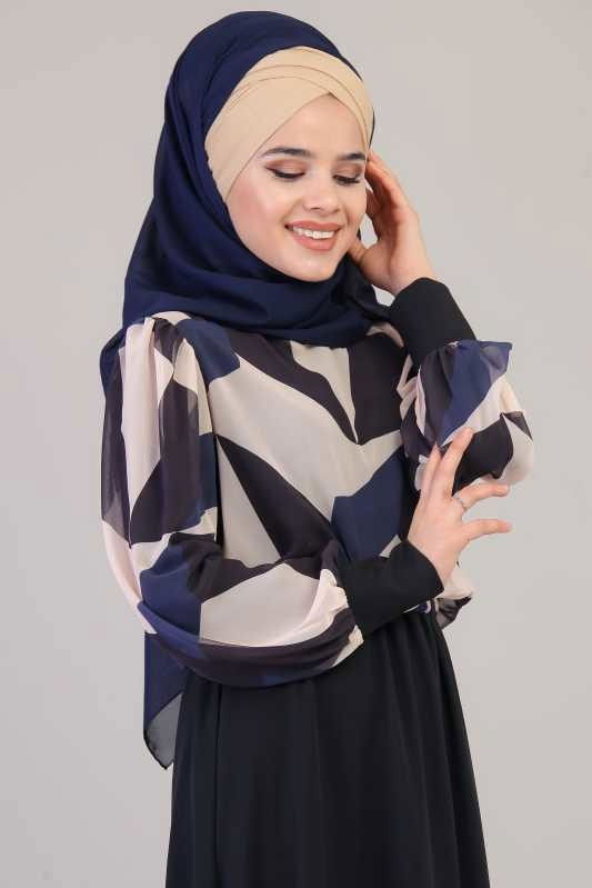 Elbise Siyah Lacivert - 1074