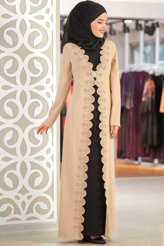 Takım Görünümlü Elbise Broş Bej - 02 0999 Bej - 999